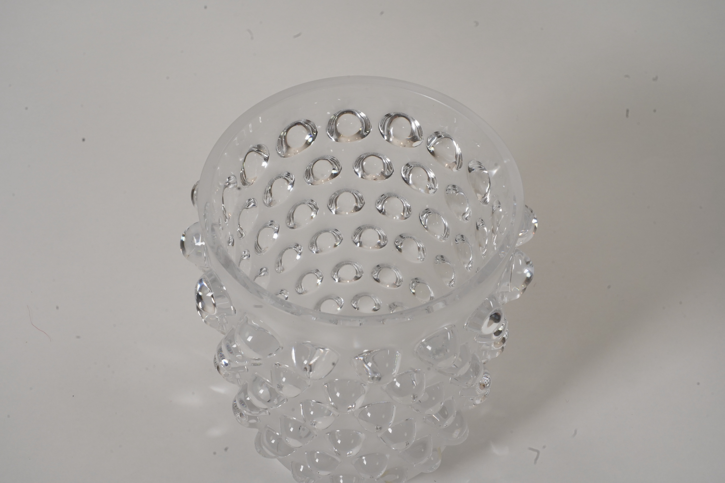 Lalique, France: A clear and frosted glass 'Mossi' vase